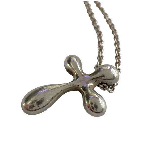 Tiffany and Co Elsa Peretti Cross Pendant Necklace in Sterling Silver (16") - Picture 2 of 12